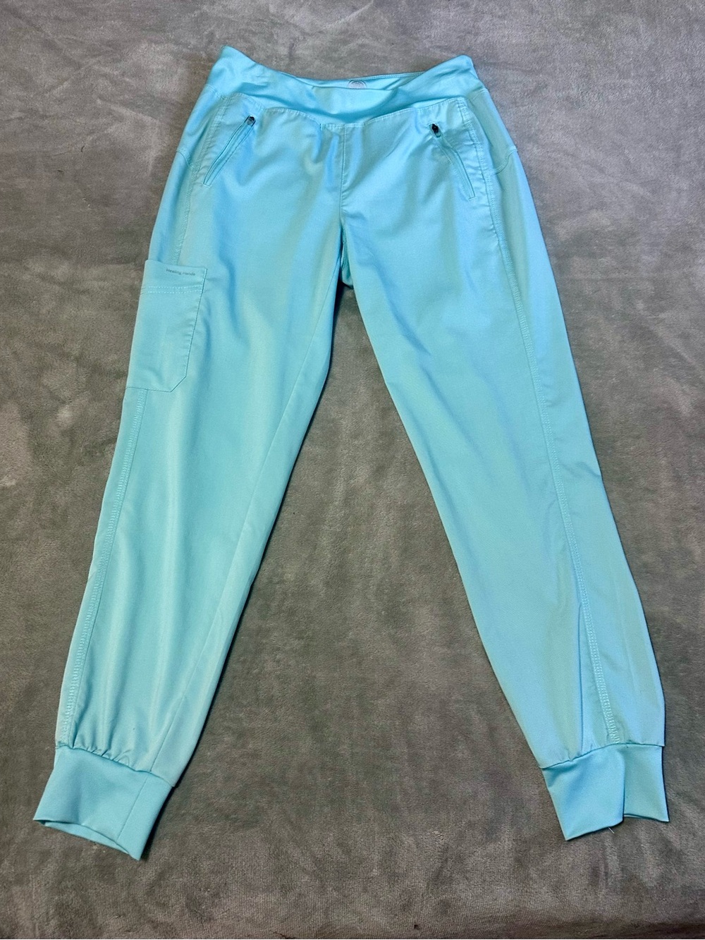 healing Hands Seafoam Blue Scrub Jogger Pants- SMALL